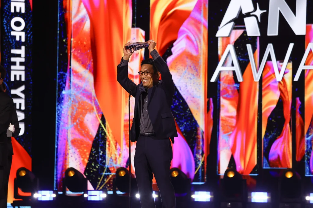 Kenji Nagasaki_, Director of My Hero Academia FINAL SEASON_ onstage accepting Anime of the Year at the 2026 Crunchyroll Anime Awards in Tokyo, Japan on May 23, 2026